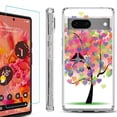 thumbnail image 1 of Shockproof Bumper Phone Case for Google Pixel 7, with Tempered Glass Screen Protector, by OneToughShield ® - Color Hearts Tree, 1 of 4