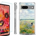 thumbnail image 1 of Shockproof Bumper Phone Case for Google Pixel 7, with Tempered Glass Screen Protector, by OneToughShield ® - Poppy Field, 1 of 4