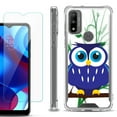 thumbnail image 1 of Shockproof Bumper Phone Case for Motorola Moto G Pure, with Tempered Glass Screen Protector, by OneToughShield ® - Blue Owl, 1 of 3