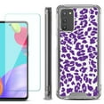 thumbnail image 1 of Shockproof Bumper Phone Case for Samsung Galaxy A02s, with Tempered Glass Screen Protector, by OneToughShield ® - Cheetah Purple, 1 of 4