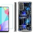 thumbnail image 1 of Shockproof Bumper Phone Case for Samsung Galaxy A02s, with Tempered Glass Screen Protector, by OneToughShield ® - Cosmos Circuit, 1 of 4