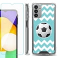 thumbnail image 1 of Shockproof Bumper Phone Case for Samsung Galaxy A13 5G, with Tempered Glass Screen Protector, by OneToughShield ® - Chevron/Soccer, 1 of 3