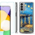 thumbnail image 1 of Shockproof Bumper Phone Case for Samsung Galaxy A13 5G, with Tempered Glass Screen Protector, by OneToughShield ® - Starry Night Rhone, 1 of 3