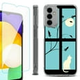 thumbnail image 1 of Shockproof Bumper Phone Case for Samsung Galaxy A14 5G, with Tempered Glass Screen Protector, by OneToughShield ® - Moon/Cat, 1 of 3