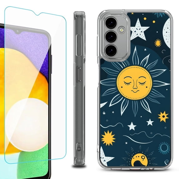 Shockproof Bumper Phone Case for Samsung Galaxy A14 5G, with Tempered Glass Screen Protector, by OneToughShield ® - Sun N Star