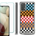 thumbnail image 1 of Shockproof Bumper Phone Case for Samsung Galaxy A32 5G, with Tempered Glass Screen Protector, by OneToughShield ® - Colorful Checker, 1 of 3