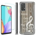 thumbnail image 1 of Shockproof Bumper Phone Case for Samsung Galaxy A53 5G, with Tempered Glass Screen Protector, by OneToughShield ® - Wood/Music, 1 of 3