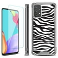thumbnail image 1 of Shockproof Bumper Phone Case for Samsung Galaxy A53 5G, with Tempered Glass Screen Protector, by OneToughShield ® - Zebra B/W, 1 of 3
