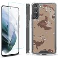 thumbnail image 1 of Shockproof Bumper Phone Case for Samsung Galaxy S22+ / S22 Plus 5G, with Tempered Glass Screen Protector, by OneToughShield ® - Desert Camo, 1 of 4