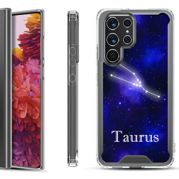 Shockproof Bumper Phone Case for Samsung Galaxy S22 Ultra 5G, by OneToughShield - Zodiac / Taurus
