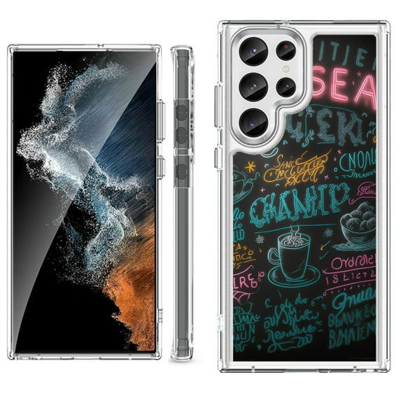 Shockproof Bumper Phone Case for Samsung Galaxy S23 Ultra 5G, by OneToughShield - Abstract Menu