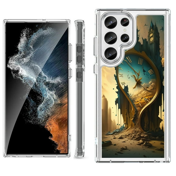 Shockproof Bumper Phone Case for Samsung Galaxy S23 Ultra 5G, by OneToughShield - Melting Clock