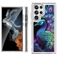 thumbnail image 1 of Shockproof Bumper Phone Case for Samsung Galaxy S23 Ultra 5G, by OneToughShield ® - Neon Peacock, 1 of 4