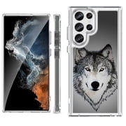 Shockproof Bumper Phone Case for Samsung Galaxy S23 Ultra 5G, by OneToughShield   - Wolf Face
