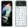 thumbnail image 1 of Shockproof Bumper Phone Case for Samsung Galaxy Z Flip 4 5G, by OneToughShield ® - Colorful Dachshund/Puppy, 1 of 3