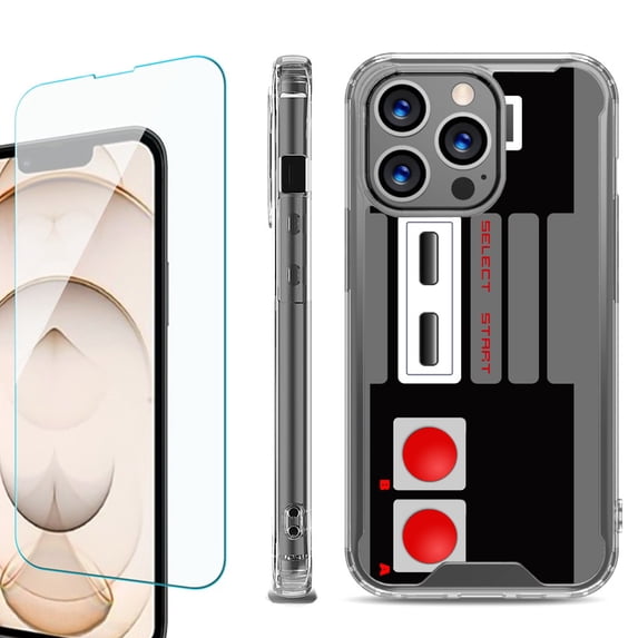 Shockproof Bumper Phone Case for iPhone 13 Pro Max, with Tempered Glass Screen Protector, by OneToughShield ® - Game Controller