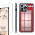 thumbnail image 1 of Shockproof Bumper Phone Case for iPhone 13 Pro Max, with Tempered Glass Screen Protector, by OneToughShield ® - Phone Booth Red, 1 of 4