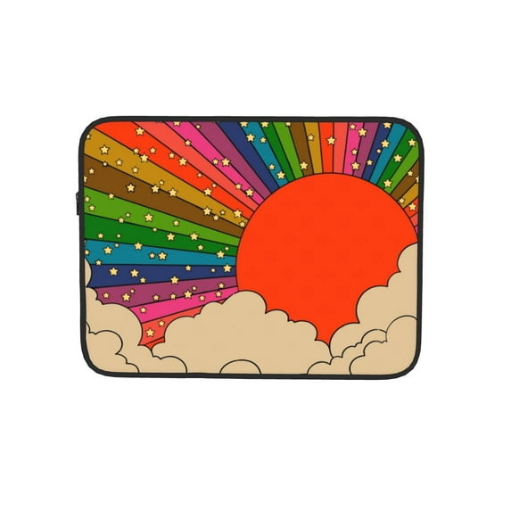 Shockproof Case 12 13 15 17 Inch Rainbow 70s Vintage Sun Laptop Sleeve Case for Macbook Air Pro INS Retro Notebook Bag Case (black,15 inch)