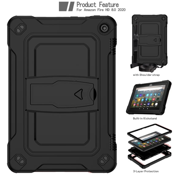 Shockproof Case for All-New Fire HD 8 (2020), Hard Plastic Protector Adjustable Stand Protective Kids Proof Cover Case for All-New Kindle Fire HD 8 /Fire HD 8 Plus (10th Generation Release in 2020)