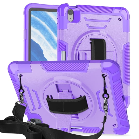 Shockproof Case for Apple iPad 11th 10th Gen 2025 2022, with Pencil Holder Military Grade Protection Rotating Stand Hand Strap Shoulder Strap Bumper Rugged Case for iPad 11th Gen 11"/ 10th Gen 10.9"
