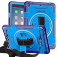 thumbnail image 1 of Shockproof Case for Apple iPad 6th 5th Generation, with Pencil Holder Military Grade Protection Rotating Stand Hand Strap Shoulder Strap Bumper Rugged Case for iPad 6th 5th Gen 9.7", Blue, 1 of 7