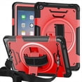 thumbnail image 1 of Shockproof Case for Apple iPad 6th 5th Generation, with Pencil Holder Military Grade Protection Rotating Stand Hand Strap Shoulder Strap Bumper Rugged Case for iPad 6th 5th Gen 9.7", Red, 1 of 8