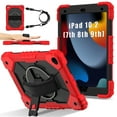 thumbnail image 1 of Shockproof Case for Apple iPad 9th 8th 7th Generation 10.2", Hybrid Rugged Shockproof Rotating Kickstand Hand Strap Detachable Shoulder Strap Kids Friendly Cover for iPad 10.2" 2021/2020/2019,Red, 1 of 8
