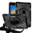 thumbnail image 1 of Shockproof Case for Apple iPad 9th/8th/7th Generation, with Pencil Holder Military Grade Protection Rotating Stand Hand Strap Shoulder Strap Bumper Rugged Case for iPad 10.2" 2021/2020/2019, Black, 1 of 8