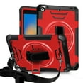 thumbnail image 1 of Shockproof Case for Apple iPad 9th/8th/7th Generation, with Pencil Holder Military Grade Protection Rotating Stand Hand Strap Shoulder Strap Bumper Rugged Case for iPad 10.2" 2021/2020/2019, Red, 1 of 8