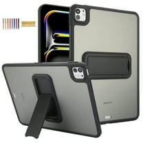 Shockproof Case for Apple iPad Air 11 Inch 2024, Kickstand Slim Fit Rugged Bumper Lightweight Anti-Scratch Bumper Case Cover for Apple Air 11" M2 2024, Black