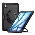 thumbnail image 1 of Shockproof Case for Apple iPad Air 11 Inch M3 M2 2025/2024, Rugged Hybrid Protective Cover with Pencil Holder & Shoulder Strap Kids Friendly Rotating Kickstand Case for iPad Air 11 Inch, Black, 1 of 9