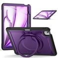 thumbnail image 1 of Shockproof Case for Apple iPad Air 13 Inch 2024 M2, Rugged Hybrid Protective Cover with Pencil Holder & Shoulder Strap Kids Friendly Rotating Kickstand Case for iPad Air 13" 2024, Purple, 1 of 9