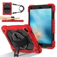 thumbnail image 1 of Shockproof Case for Apple iPad Pro 11 Inch 2022/2021/2020/2018 4th 3rd 2nd 1st Gen/ iPad Air 5th 4th Gen 10.9 Inch, Rotating Kickstand Pencil Holder Shoulder Strap Hand Strap Bumper Cover, Red+Black, 1 of 8