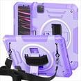 thumbnail image 1 of Shockproof Case for Apple iPad Pro 11 Inch 2024 M4, with Pencil Holder Military Grade Protection Rotating Stand Hand Strap Shoulder Strap Bumper Rugged Case for iPad Pro 11" 2024, Purple, 1 of 8