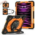 thumbnail image 1 of Shockproof Case for Apple iPad Pro 11 M4 2024, Build in Pencil Holder Rotating Stand Shoulder Strap Bumper Shockproof Rugged Kids Friendly Case Cover for iPad Pro 11 Inch M4 2024, Orange, 1 of 8
