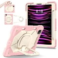 thumbnail image 1 of Shockproof Case for Apple iPad Pro 11 M4 2024, Build in Pencil Holder Rotating Stand Shoulder Strap Bumper Shockproof Rugged Kids Friendly Case Cover for iPad Pro 11 Inch M4 2024, Rosegold, 1 of 8