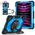 thumbnail image 1 of Shockproof Case for Apple iPad Pro 13 M4 2024, Build in Pencil Holder Rotating Stand Shoulder Strap Bumper Shockproof Rugged Kids Friendly Case Cover for iPad Pro 13 Inch M4 2024, Skyblue, 1 of 8