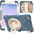 thumbnail image 1 of Shockproof Case Compatible with iPad Mini 5/4/3/2/1 Tablet (7.9 Inch) - Drop Proof Protective Back Cover Case with Kickstand /Rotating Hand Strap /Pencil Holder, Silicone Rugged Kids Case (Dark Blue), 1 of 8