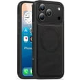 thumbnail image 1 of Shockproof Case Designed for 17 Pro Max 2025 6.9 inch Leather Magnetic Rugged Compatible with MagSafe Slim Phone Cover for 17 Pro Max (Black), 1 of 6