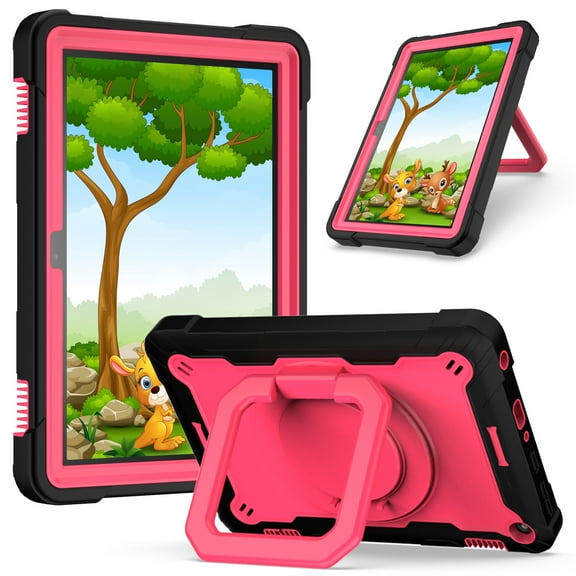 Shockproof Case for Fire HD 8 (2020), Hard Protector Rotating Stand Protective Kids Cover with Handle/ Shoulder Strap for All-New Kindle Fire HD 8 /Fire HD 8 Plus (10th Generation Release in 2020)