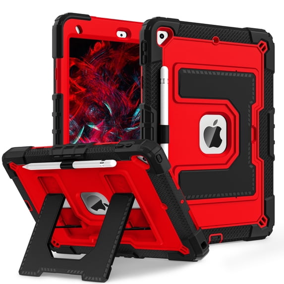 Shockproof Case For iPad 7th 8th 9th Generation 10.2 inch Heavy Duty 3 Layer Protection Cover, with Built-in Stand & Shoulder Strap