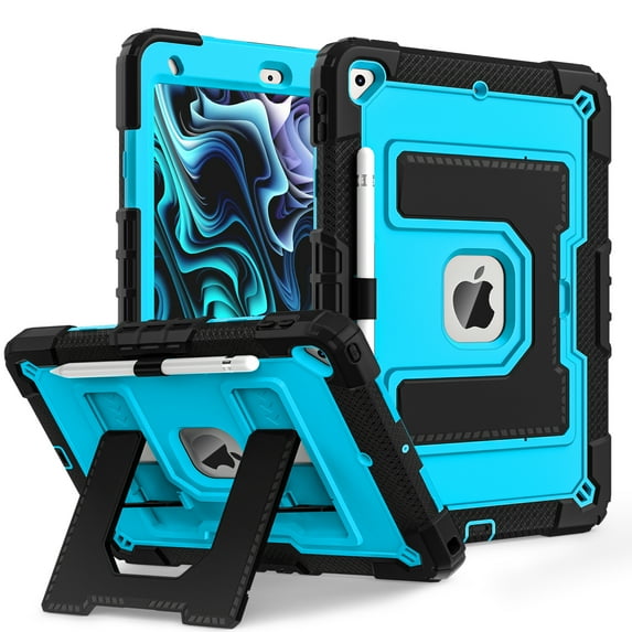 Shockproof Case For iPad 7th 8th 9th Generation 10.2 inch Heavy Duty 3 Layer Protection Cover, with Built-in Stand & Shoulder Strap
