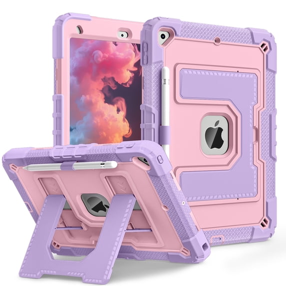 Shockproof Case For iPad 7th 8th 9th Generation 10.2 inch Heavy Duty 3 Layer Protection Cover, with Built-in Stand & Shoulder Strap