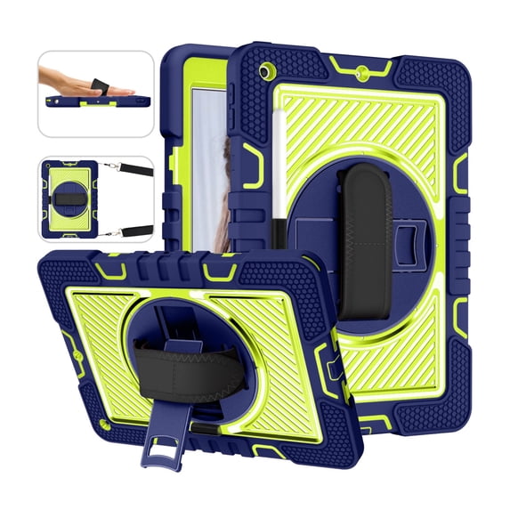 Shockproof Case For iPad 7th 8th 9th Generation 10.2 inch Rotating Stand Cover with Shoulder/Hand Strap