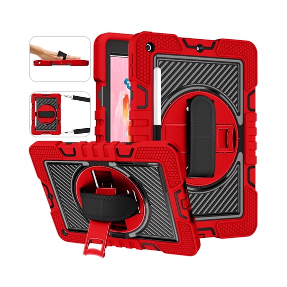 Shockproof Case For iPad 7th 8th 9th Generation 10.2 inch Rotating Stand Cover with Shoulder/Hand Strap