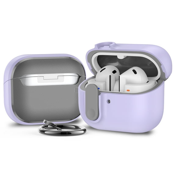 Shockproof Case for Galaxy Buds 3/ Galaxy 3 Pro, with Keychain Militray Grade Protection Dustproof Bumper Rugged Case Cover for Samsung Galaxy Buds 3/ Galaxy 3 Pro, Purple
