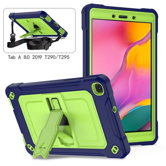 Shockproof Case for Galaxy Tab A 8.0 inch, Heavy Duty Stand Anti Scratch Drop-Proof Protection Kids Case with Hand Shoulder Strap for Galaxy Tab A 8.0 2019 Release SM-T290/T295/T297,Navyblue & Olivine