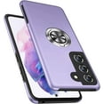 thumbnail image 1 of Shockproof Case for Samsung Galaxy S21 5G, [Built-in Camera Cover] Military Grade Phone Case Cover with Embedded Metal Ring Stand Kickstand [Support Magnetic Car Holder] for S21, Purple, 1 of 13