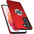 thumbnail image 1 of Shockproof Case for Samsung Galaxy S21 5G, [Built-in Camera Cover] Military Grade Phone Case Cover with Embedded Metal Ring Stand Kickstand [Support Magnetic Car Holder] for S21, Red, 1 of 7