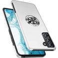 thumbnail image 1 of Shockproof Case for Samsung Galaxy S22 5G, [Embedded Finger Ring] Military Grade Phone Case Cover with Reinforced Metal Stand Kickstand [Support Magnetic Car Holder] for S22, Silver, 1 of 13